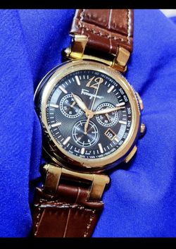 Salvatore Ferragamo F13 Firenze Idillio 45mm Gold Tone Swiss Made Men's Watch Chronograph
