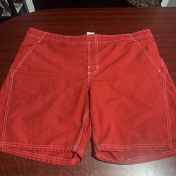 Nike Men’s Board Swim Trunks Size Large Pockets Lined Shorts Size Red White