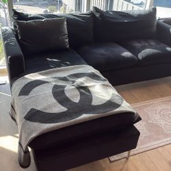 2 Black Velvet Couches For Sale