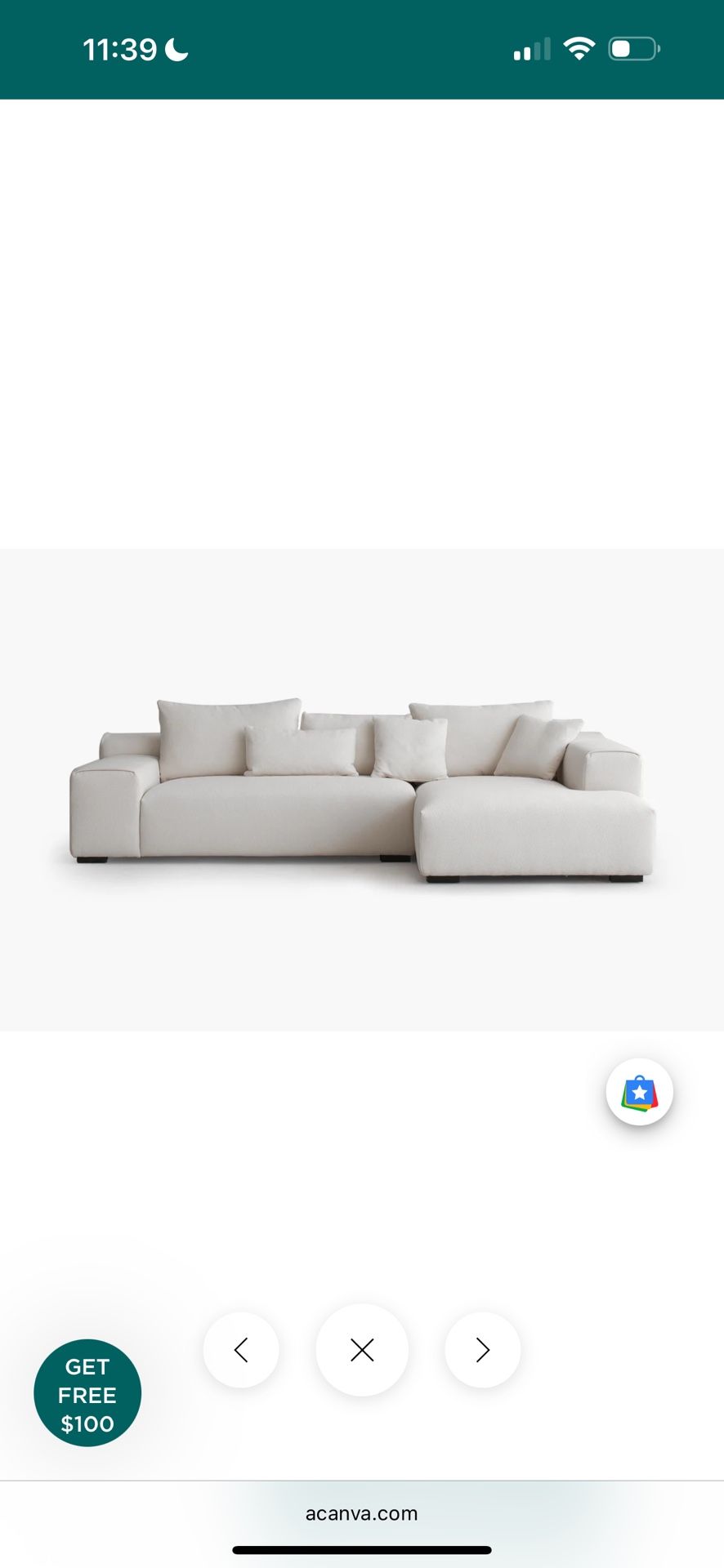 Acanva Large Sectional Couch (left-arm)