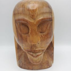 Tribal Hand Carved Wooden Bust