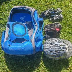 Baseball Helmet, Glove, Bag