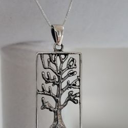 Sterling Silver 925 Italy Tree Of Life 17" Necklace