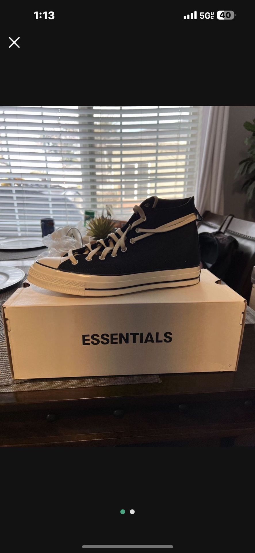 Converse Chuck Taylor All Star 70 Hi Fear Of God Black Natural Size: US M 11 W 13