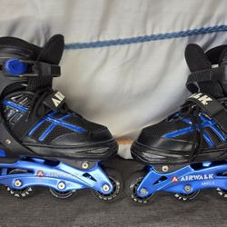 Airwalk Kid's (Size 5-8, Blue & Black) Beginner Adjustable #ABFC-5 In-line Skates
