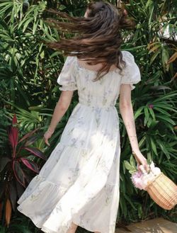 Floral Print Ruffle Hem Dress(Size M)