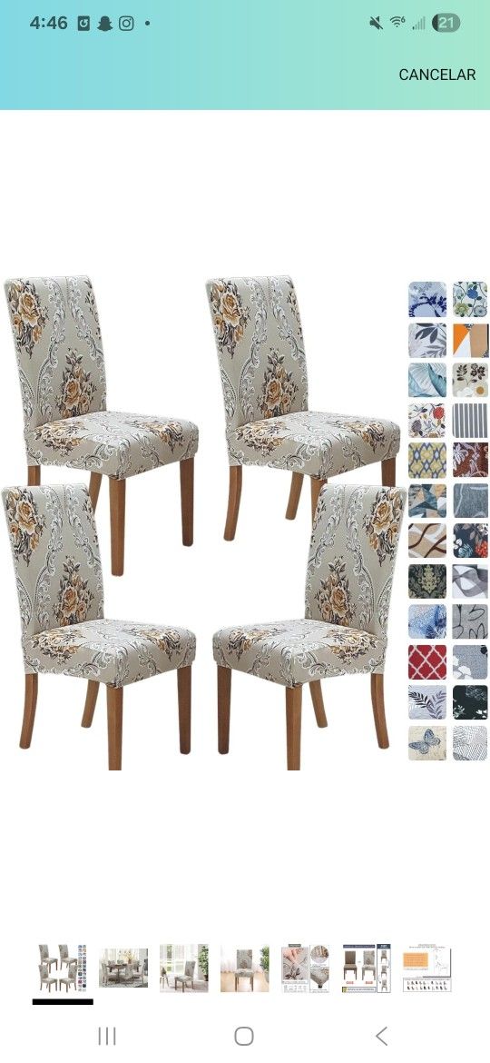 Dining Chair Covers Set of 4, Stretch Dining Chair Covers, Washable Spandex Parsons Chair Covers for Kitchen, Removable Seat Covers for Home Office