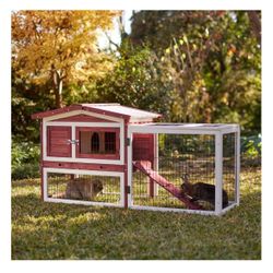Frisco Wooden Outdoor Rabbit Hutch, Red