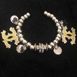 Charm Bracelet In Silver With Crystals