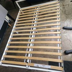 IKEA Luroy Full Size Bed Frame – White Metal with Slats
