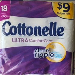 Cottonelle Bathroom Tissue / Toilet Paper. 18 rolls per pack. 126 2-ply sheets per roll.

Pick up in Garland 75042 by appointment