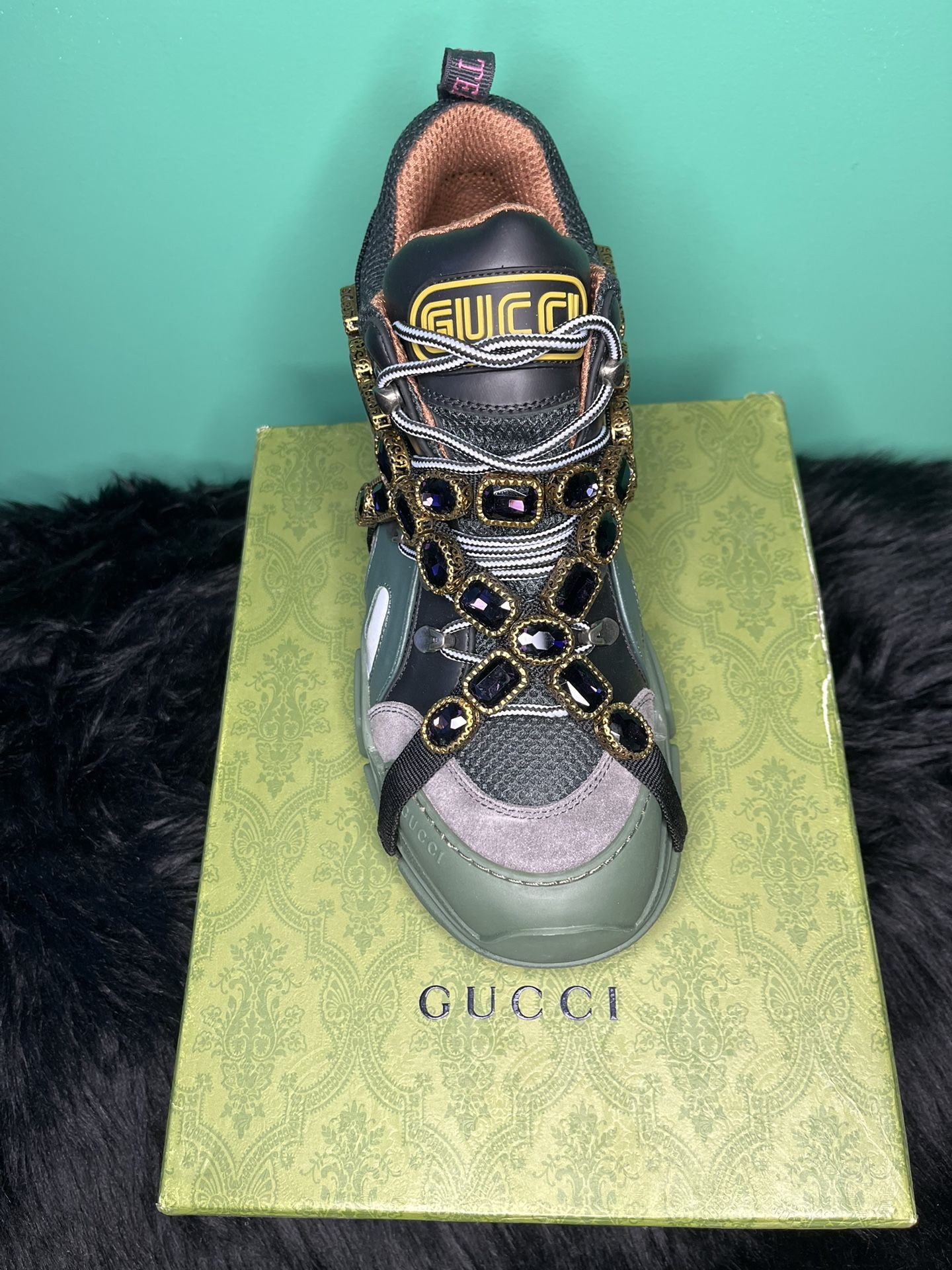 Gucci Flashtrek SEGA Green Removable Crystals