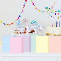 24 Pcs Macaron Pastel Color Paper Gift Bags, Party Favor Bags