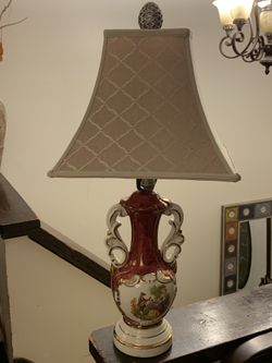 Vintage Hand-Painted Porcelain Victorian Couple Table Lamp (Signed) Fragonard