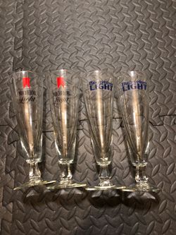 Antique glasses Budweiser light and Michelob light