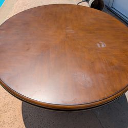 54" Round Wood Dining Table with 4 Chairs – $300 (Simi Valley)