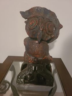 Ceramic Owl-phone Statue