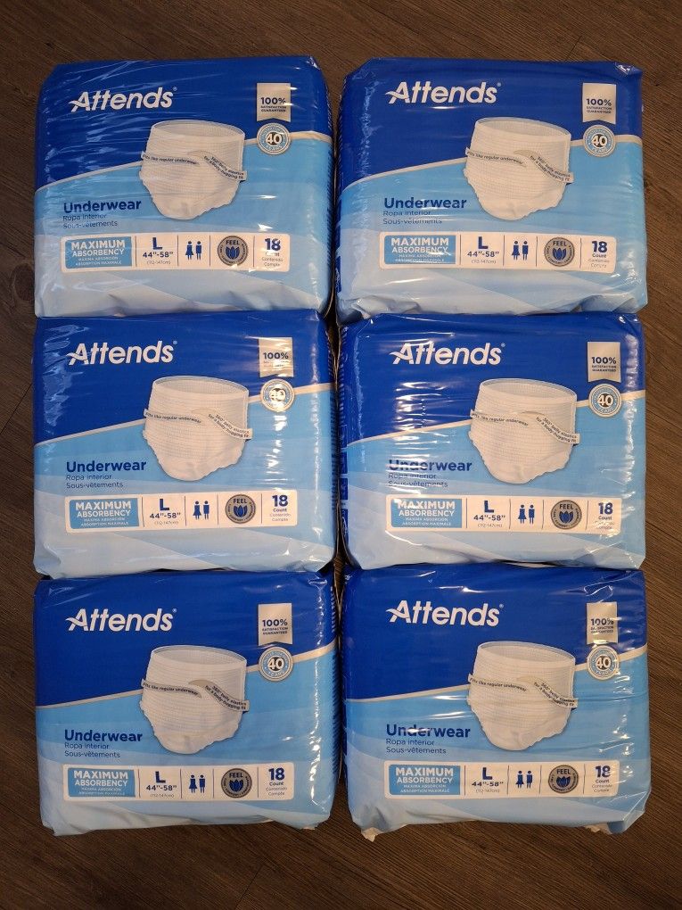 6 ×18 Attends Male Underwear Sz.L