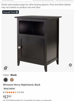 Winsome Accent nightstand Table Black new in box