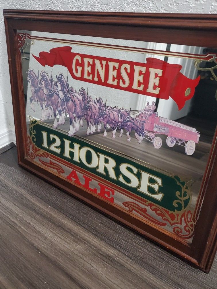 GENESEE 12 HORSE アメリカアンティーク　パブミラーUSA鏡看板 GENESEE 12 HORSE アメリカアンティーク パブミラーUSA鏡看板