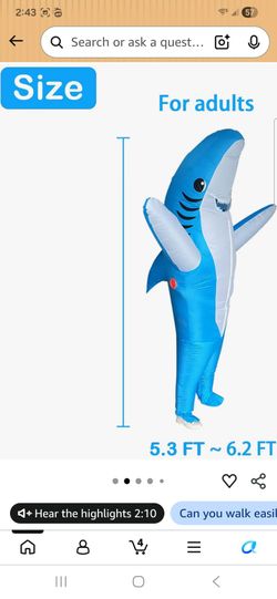 Adult inflatable shark costume
