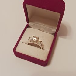Sterling Silver Diamond Ring, CZ