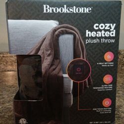 Brookstone 50"x 60" Cozy Heated Plush Throw Blanket - Deep Brown