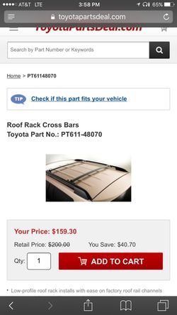New Highlander cross bar PT611 48070 for Sale in Philadelphia PA