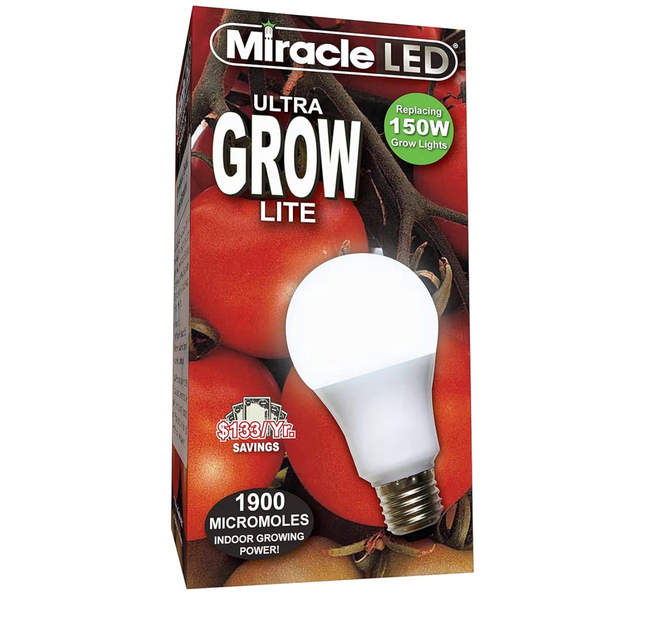 Miracle LED Commercial Hydroponic Ultra Grow Lite - Replaces up to 150W - Daylight White Full Spectrum LED Indoor Plant Growing Light Bulb For DIY Hor