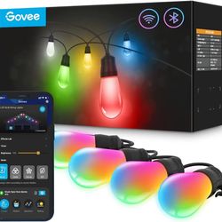 Govee Smart Outdoor String Lights H7021, RGBIC Warm White 96ft (2 Ropes of 48ft) LED Bulbs for Outdoor Decorations, WiFi Patio Lights Work with Alexa,