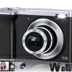 BRAND NEW 5K Digital Camera with Front and Rear Camera,Touch Screen, 64GB SD Card And 2 Batteries