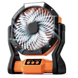 Camping Fan Rechargeable, 20000mAh Battery Powered Portable Fan with LED Light & Hook,Outdoor, Tent, Travel, Fishing, Jobsite, Gifts for Men Dad Him