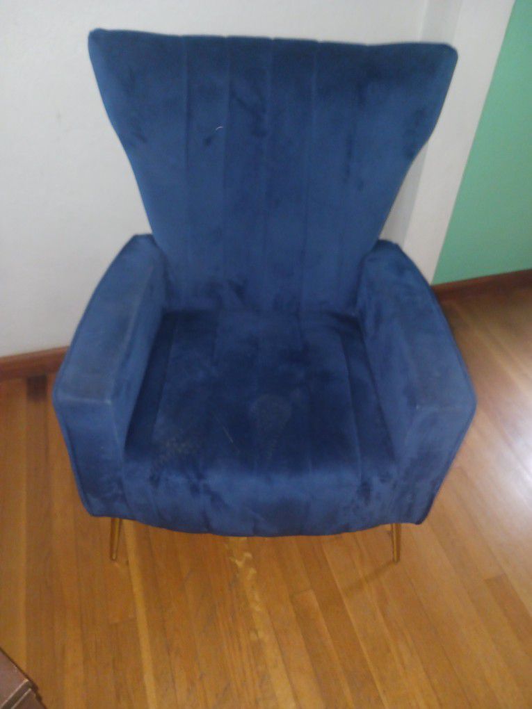 Blue Velvet Wing Back Accent Chair