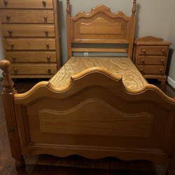 Real Wood Twin Size Bed Frame With Drawers (Used)