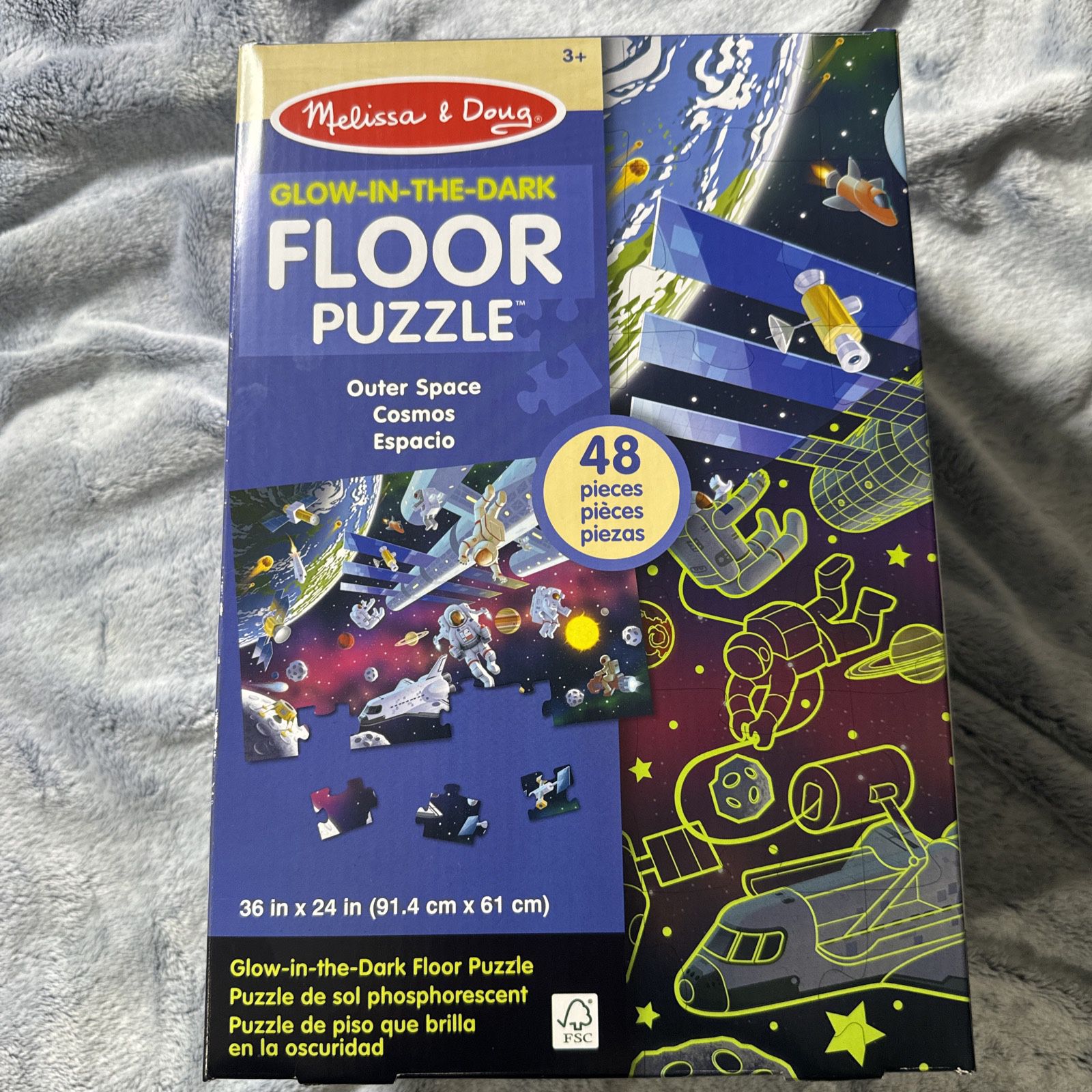 Melissa & Doug Outer Space Glow-in-the-Dark Jigsaw Floor Puzzle, 48 Piece - New