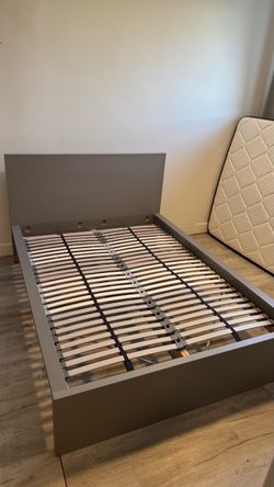 Queen Size IKEA MALM bed frame with LÖNSET Slatted bed base Gray