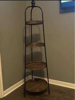 4-Tier Rustic Wood and Metal Stand