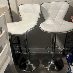 Pair Of White Bar Stools 