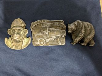Vintage pewter collectors BELT BUCKLES