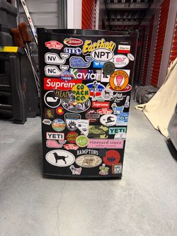 Magic Chef Mini Fridge Covered in Stickers