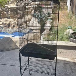 bird cage and stand 