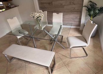 4 set of chair with table and Bench $500