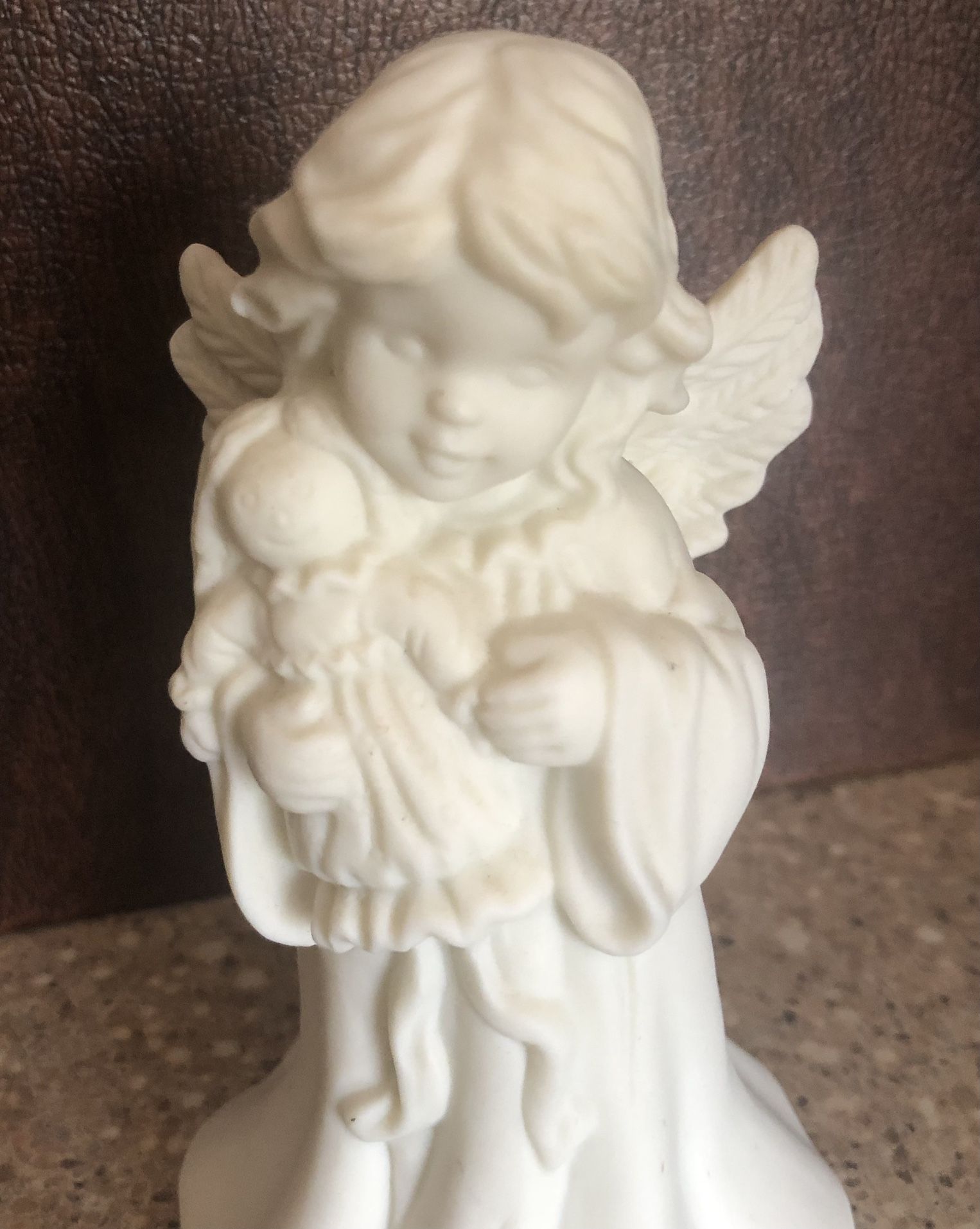 Hand Bell Ceramic Porcelain Bisque A Young Girl Holding Her Doll 5" Figurine