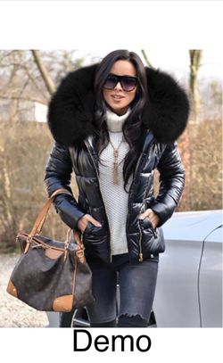 tiptupu Women's Winter Thicken Coat Lightweight Short Down Jacket Quilted Parka with Fur Hood (2XL)