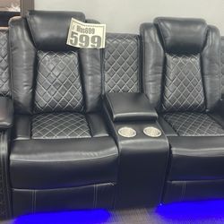 Black Breathing leather Living Room For House, Apartment, Office, RV 