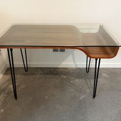 Glass and Solid Wood Desk Lumisource