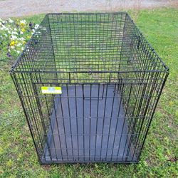 Large 42" Double Door Dog Crate with Tray Foldable 