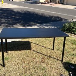 Large IKEA Office Or Dining Table Black Wood Top 