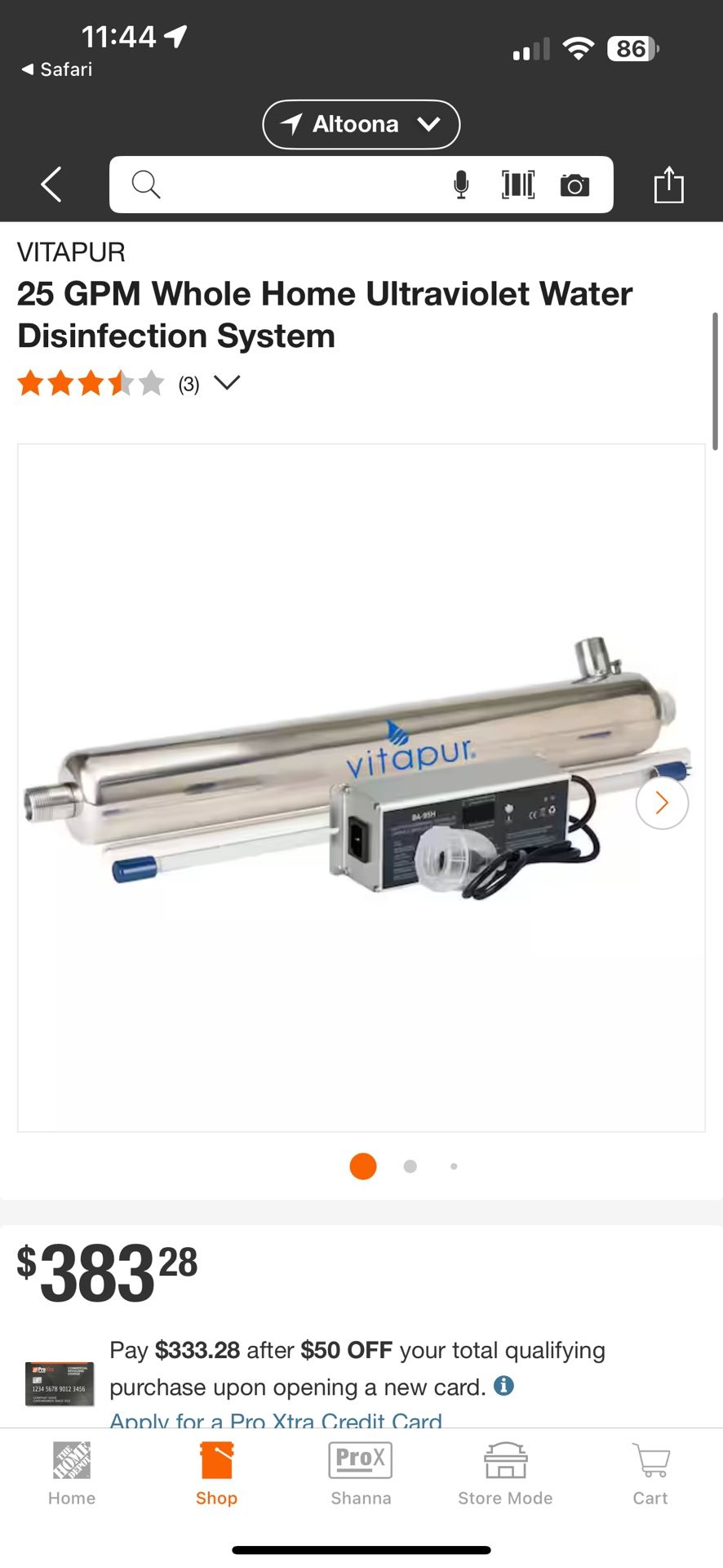 Whole house UV light 25 gpm