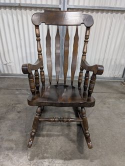 Traditional Dark Wood Spindle Back Rocking Chair